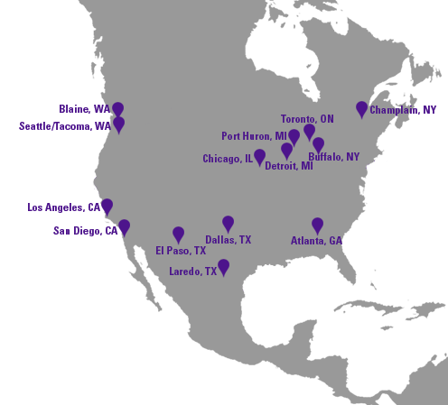 Map of FedEx Trade Networks distribution locations
